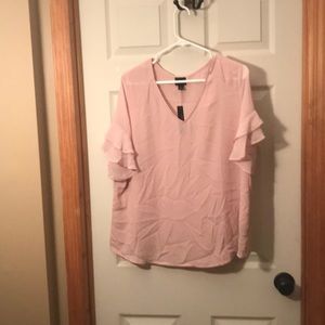 Worthington Light Pink Ruffle Sleeve Blouse